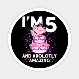 Axolotl Party Cute 5Th Birthday Magnet